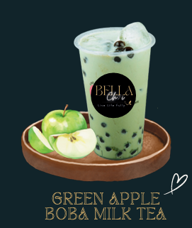 GREEN APPLE  BOBA MILK TEA
